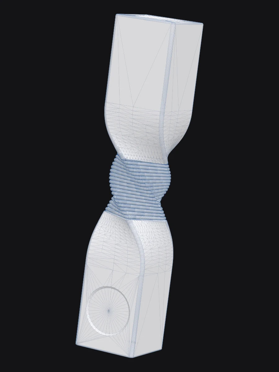 CAD render of the twisted INDE.Awards trophy 3D model