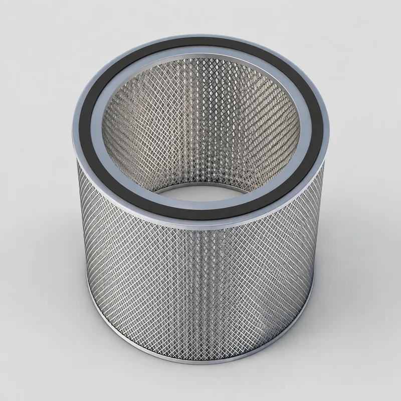 The H13-class high-efficiency particulate air element, out of the case.
