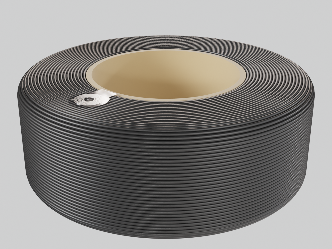 Cardboard-core refill with an RFID tag on the ring at each end